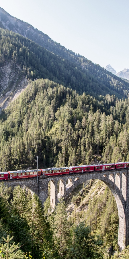 Rhätische Bahn auf dem Wiesnerviadukt