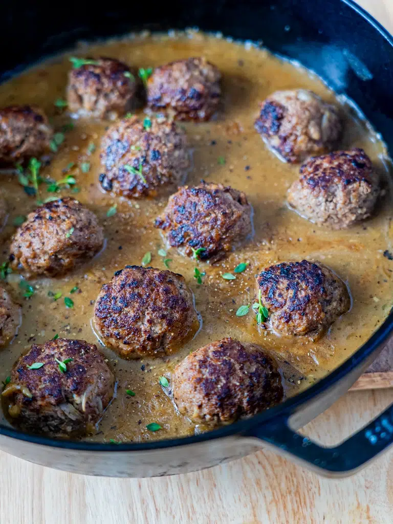 One-pan juicy meatballs with rich, silky gravy.
